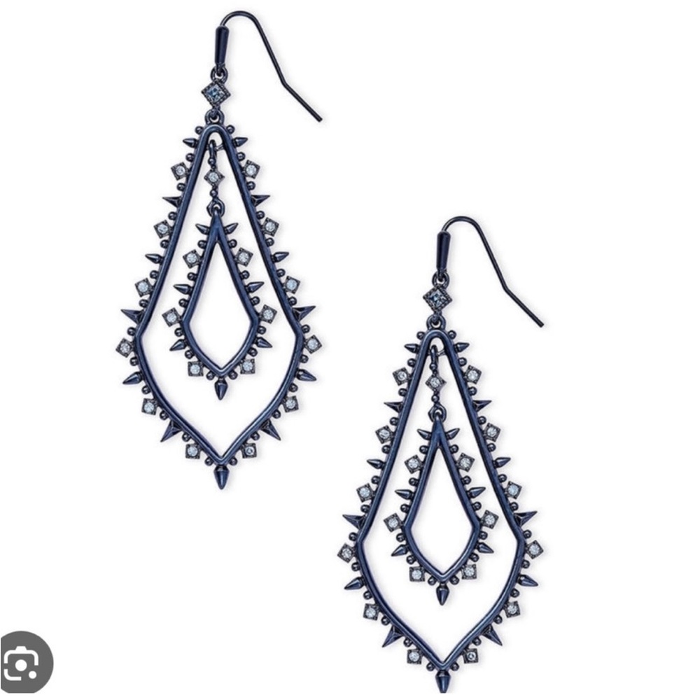 Kendra Scott Navy Gunmetal Earrings